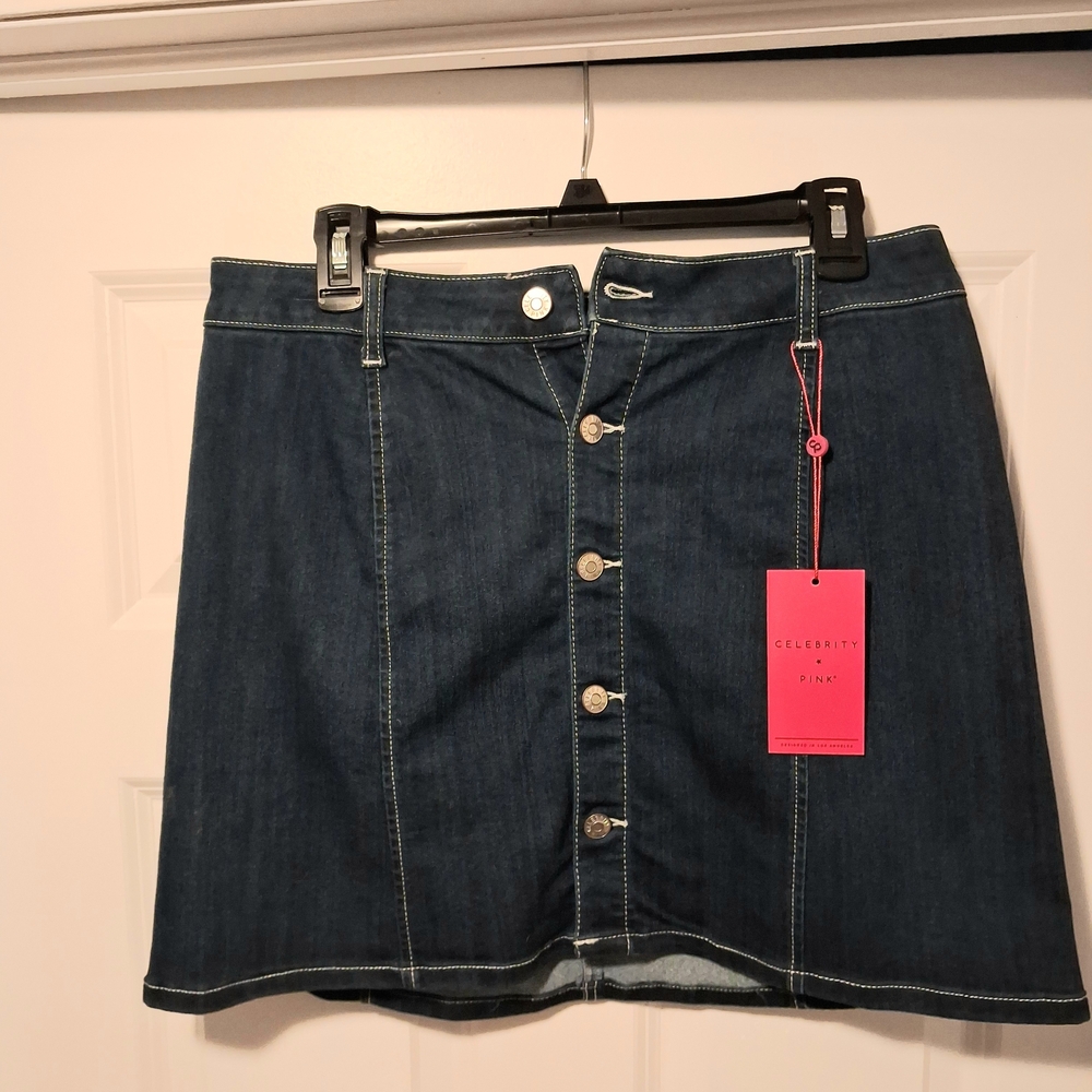 Celebrity Pink Women's Denim Mini Skirt - Dark Blue